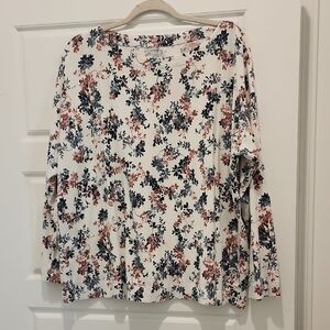 J Jilll XL Floral Print Long Sleeve Top - Multicolor